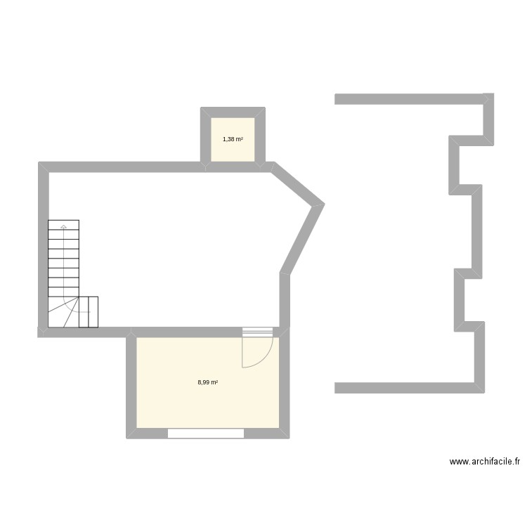 REZ. Plan de 2 pièces et 10 m2