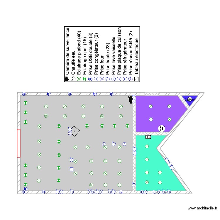 Plan ELEC. Plan de 4 pièces et 41 m2