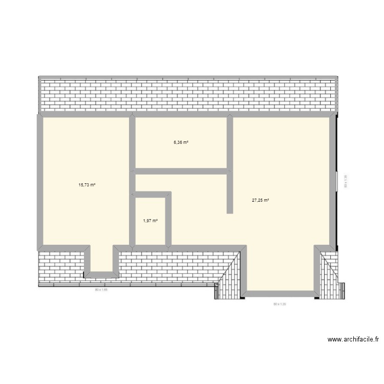 gael etage. Plan de 4 pièces et 51 m2