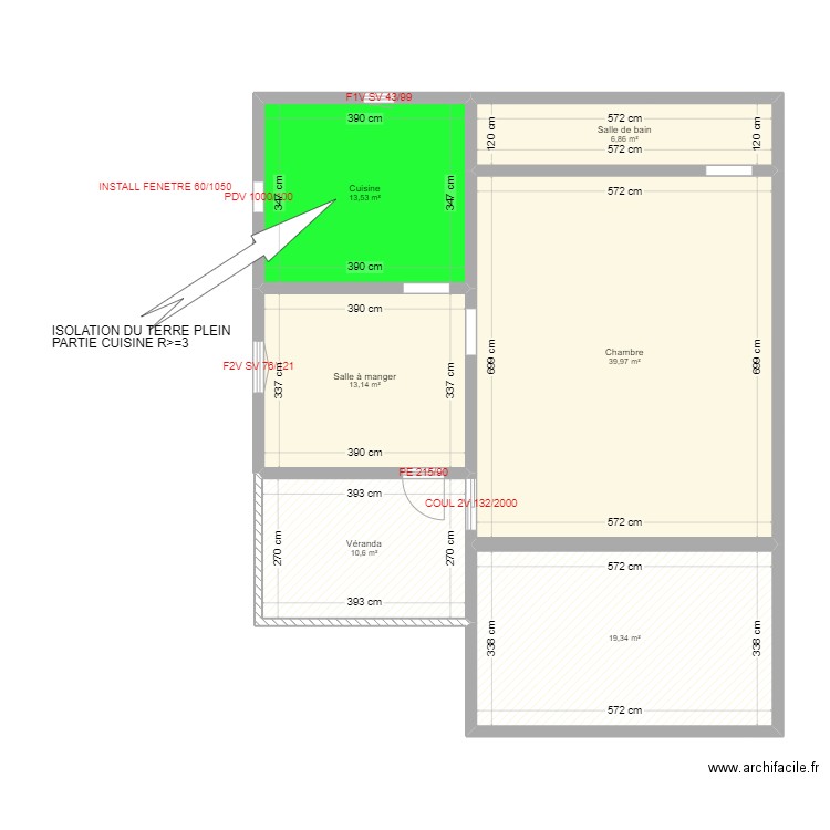 BRUX BERNARD. Plan de 8 pièces et 180 m2