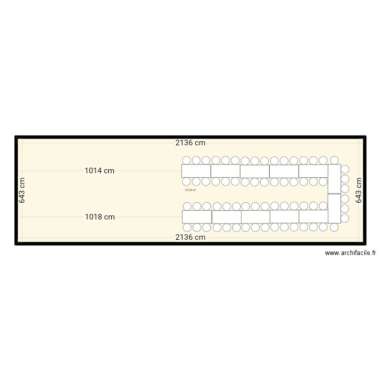 Mariage . Plan de 1 pièce et 137 m2