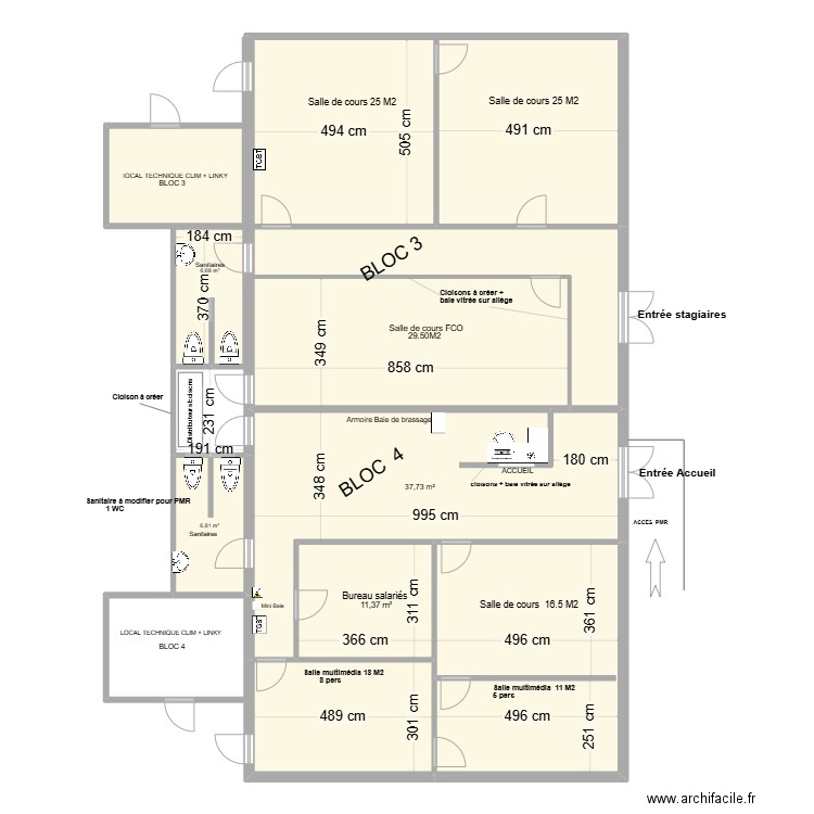 Alès locaux SAEM Oasis .. Plan de 10 pièces et 214 m2