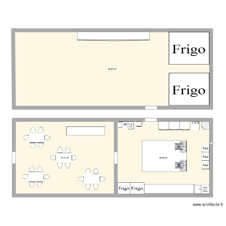 Cuisine Le monde. Plan de 3 pièces et 163 m2