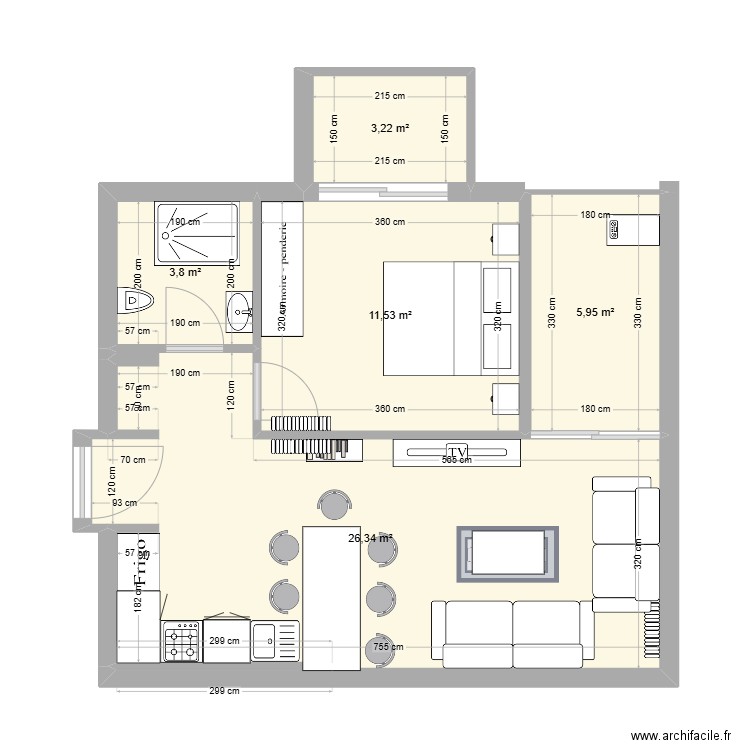 TD Nouvelle Soukra. Plan de 5 pièces et 51 m2