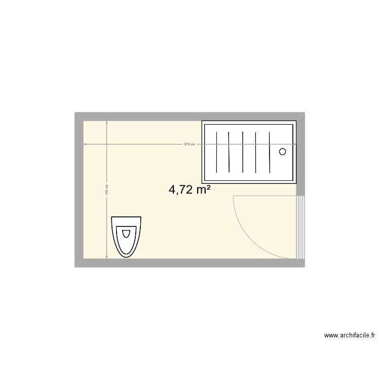 sdb. Plan de 1 pièce et 5 m2