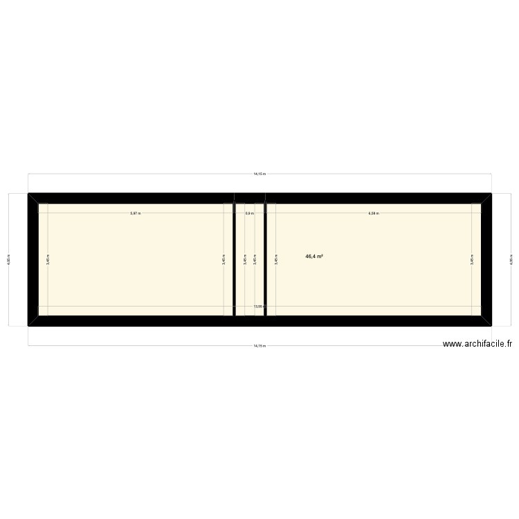 7370 Olivie cave. Plan de 1 pièce et 46 m2