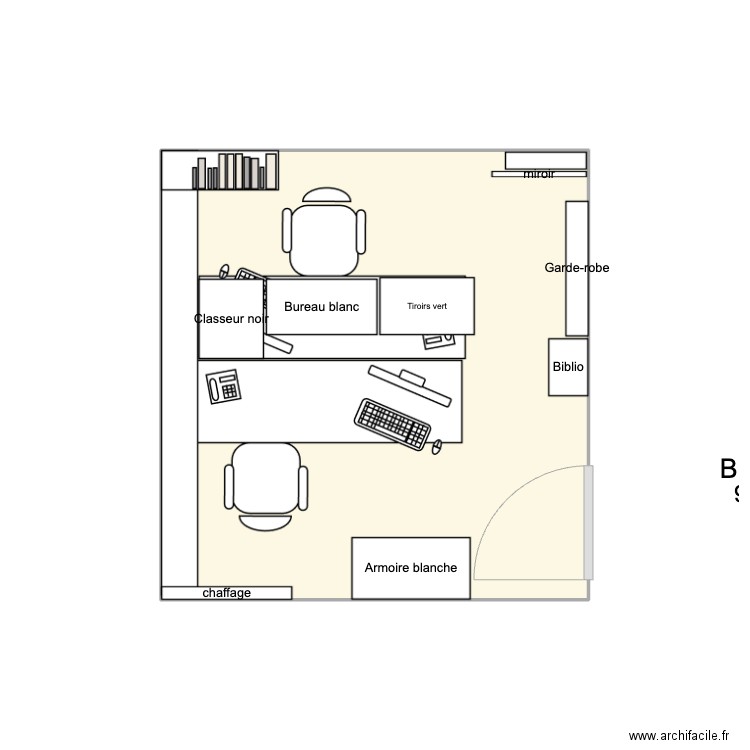 Bureau des Carrières. Plan de 1 pièce et 9 m2