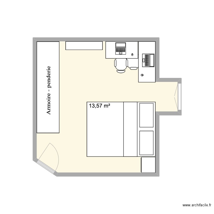 chambre essai 2. Plan de 1 pièce et 14 m2