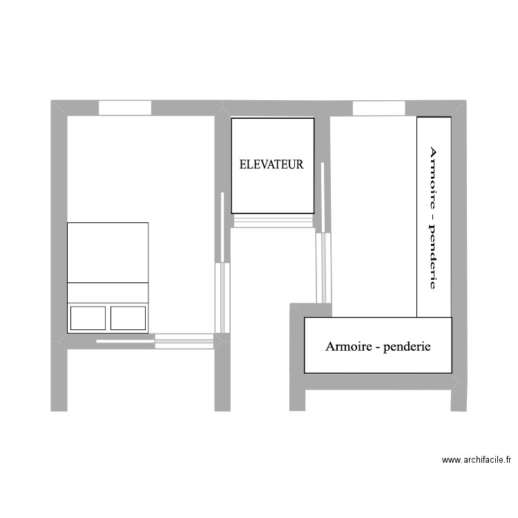 VIRAYIÉ 2 . Plan de 1 pièce et 9 m2