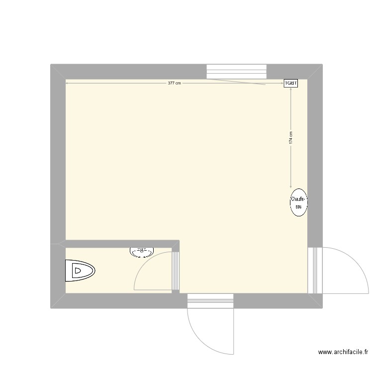 arrière_cuisine. Plan de 1 pièce et 15 m2