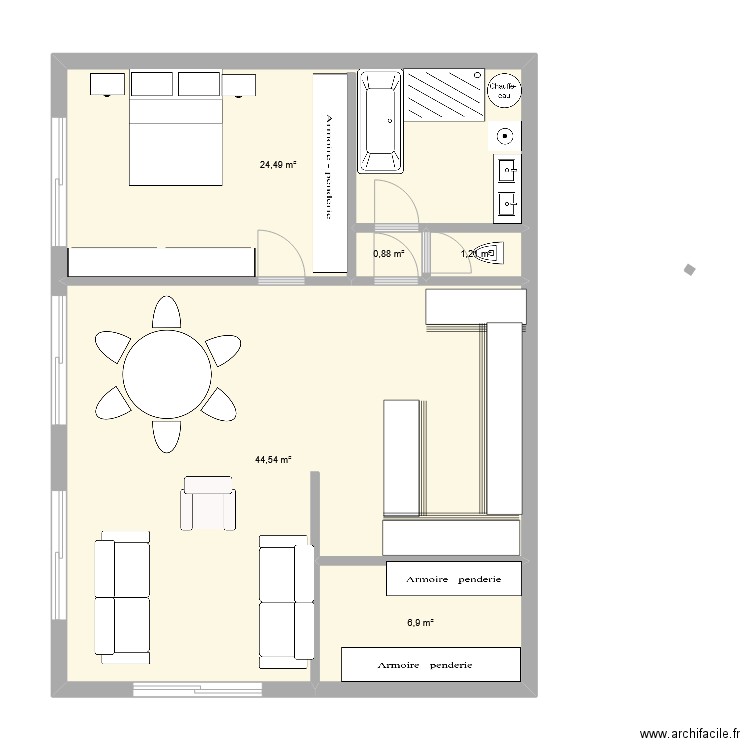 troistrois. Plan de 5 pièces et 78 m2