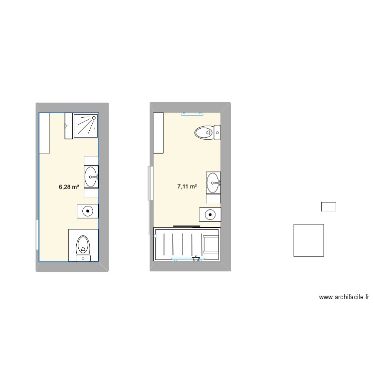 THIEFIN. Plan de 2 pièces et 13 m2