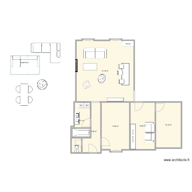 Vauvilliers 2. Plan de 7 pièces et 75 m2