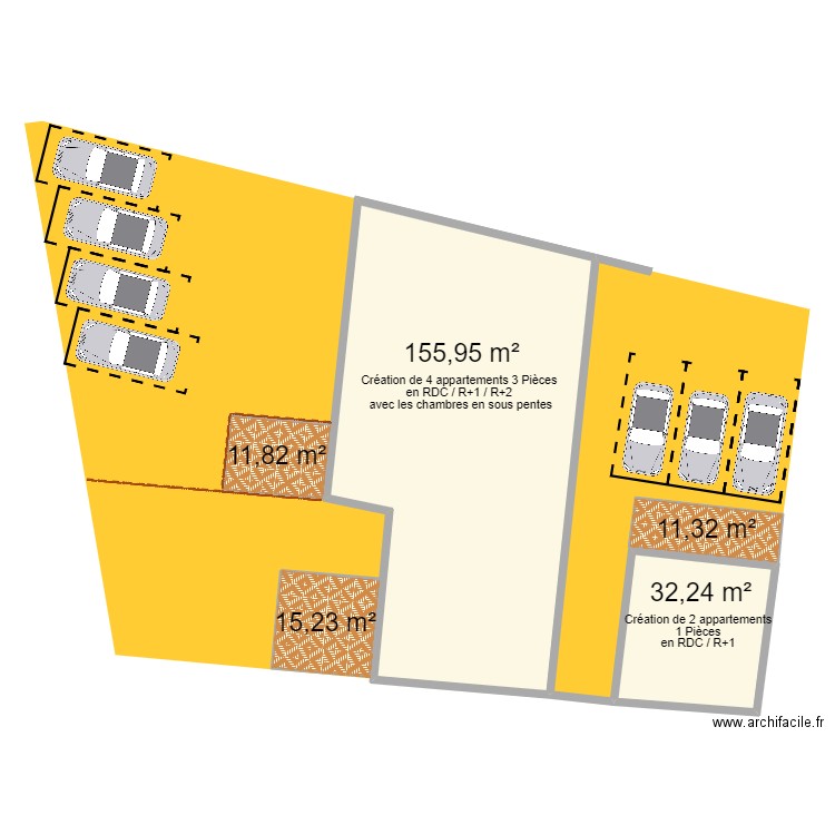 Vonnas - Immeuble Jacques - Extérieur. Plan de 5 pièces et 227 m2