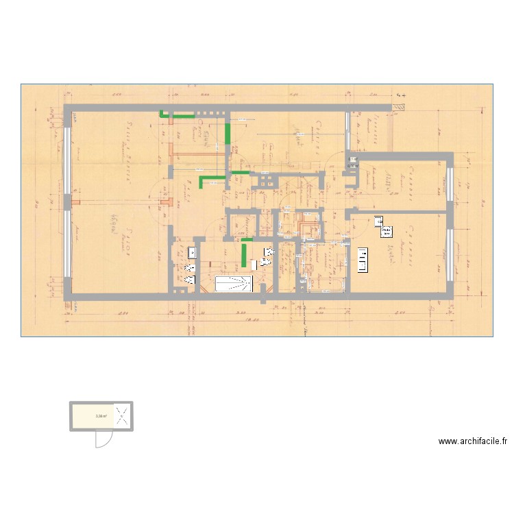 max_origine_Cugina_JUNK. Plan de 3 pièces et 4 m2