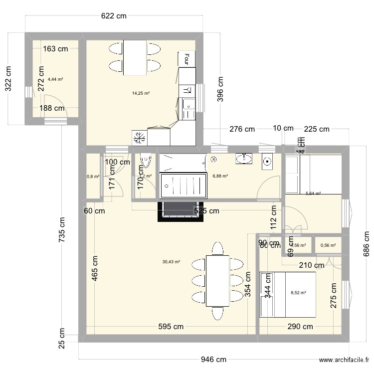 Ascou actuel. Plan de 10 pièces et 73 m2