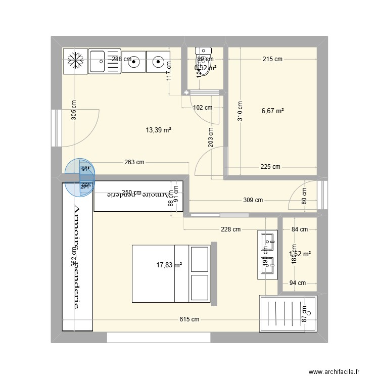 Suite parentale buanderie sde v4. Plan de 5 pièces et 40 m2