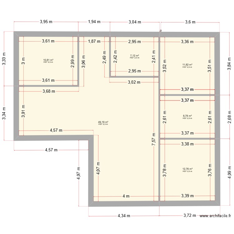 PLAN GLV. Plan de 6 pièces et 100 m2