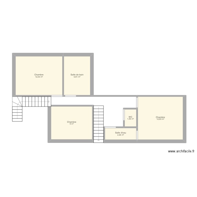 maison 1er. Plan de 6 pièces et 45 m2