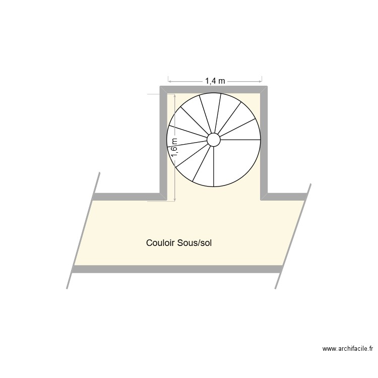 SUDREAU Existant. Plan de 1 pièce et 5 m2