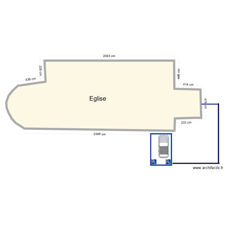 Eglise. Plan de 1 pièce et 272 m2