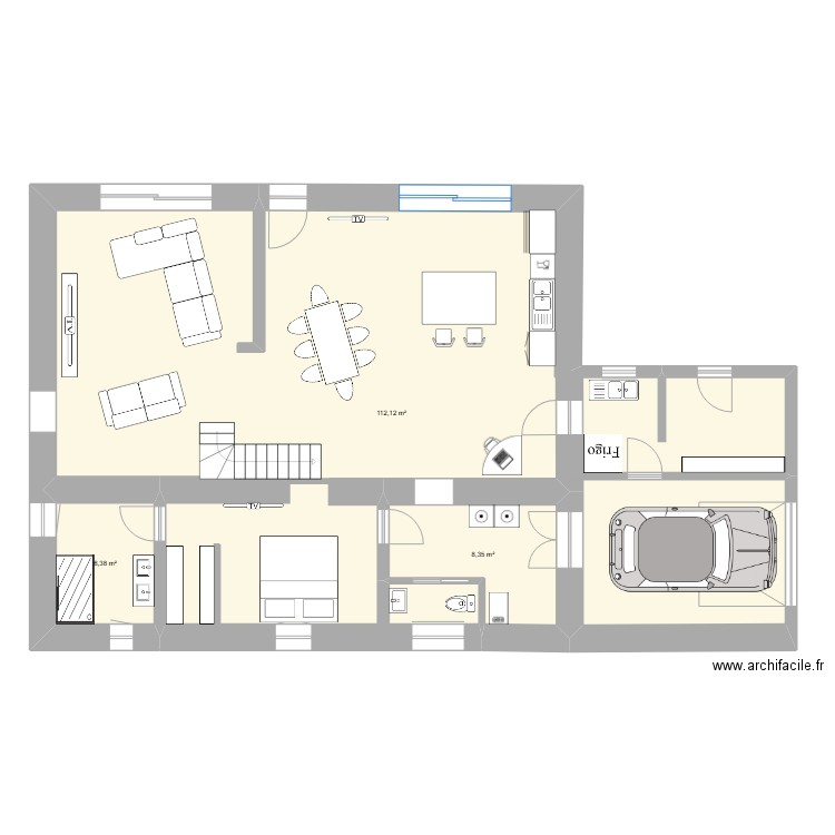 maison. Plan de 3 pièces et 127 m2