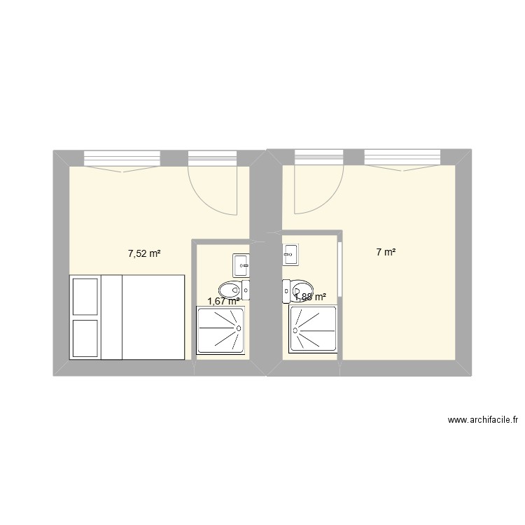 champs elysée. Plan de 4 pièces et 18 m2