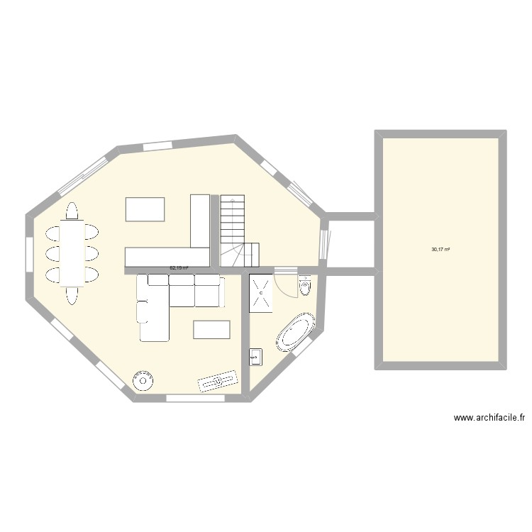 plan maison 3. Plan de 2 pièces et 92 m2