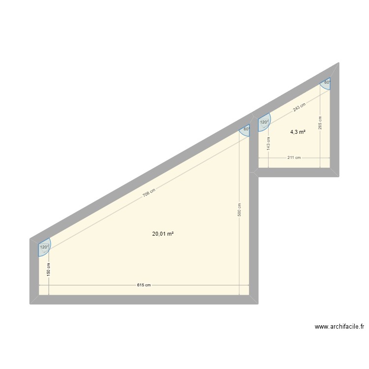 Luigi. Plan de 4 pièces et 47 m2