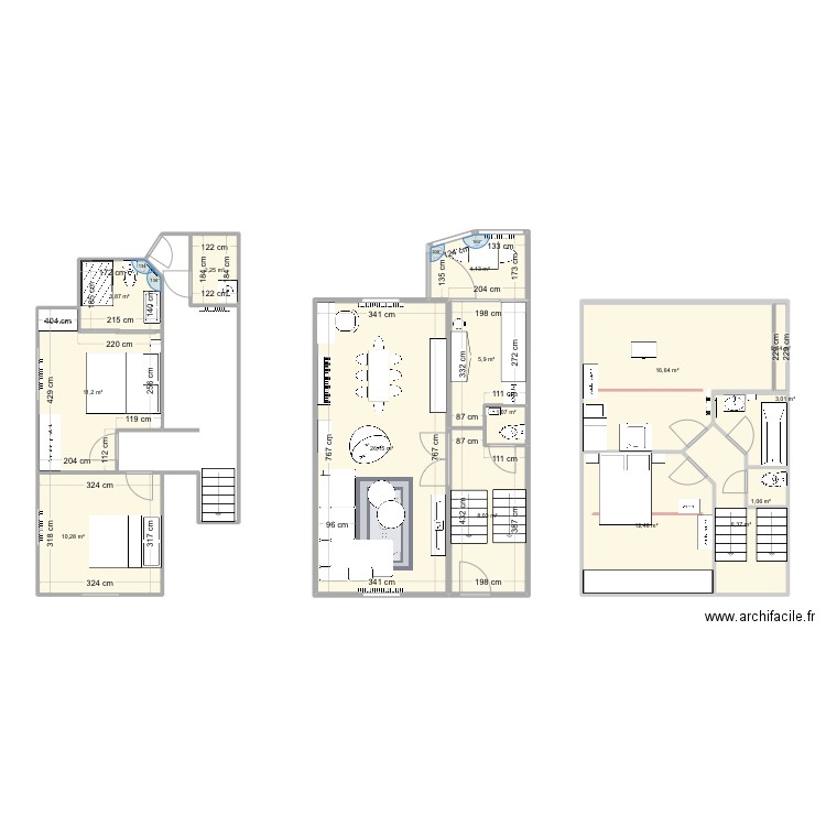 V2 sous sol. Plan de 15 pièces et 113 m2