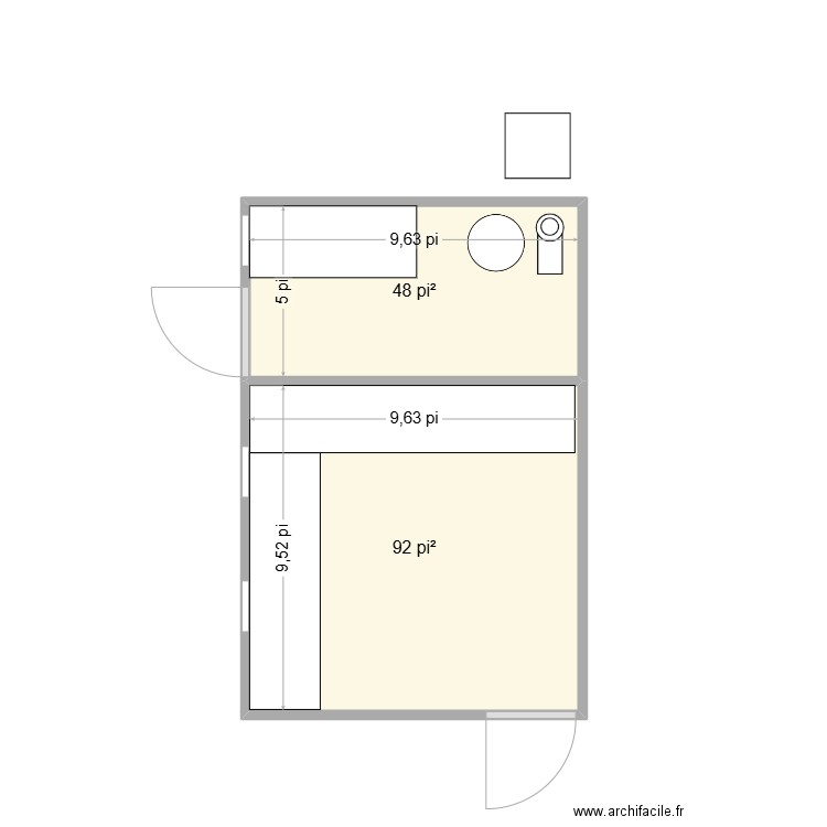 Proposition cabanon. Plan de 2 pièces et 13 m2