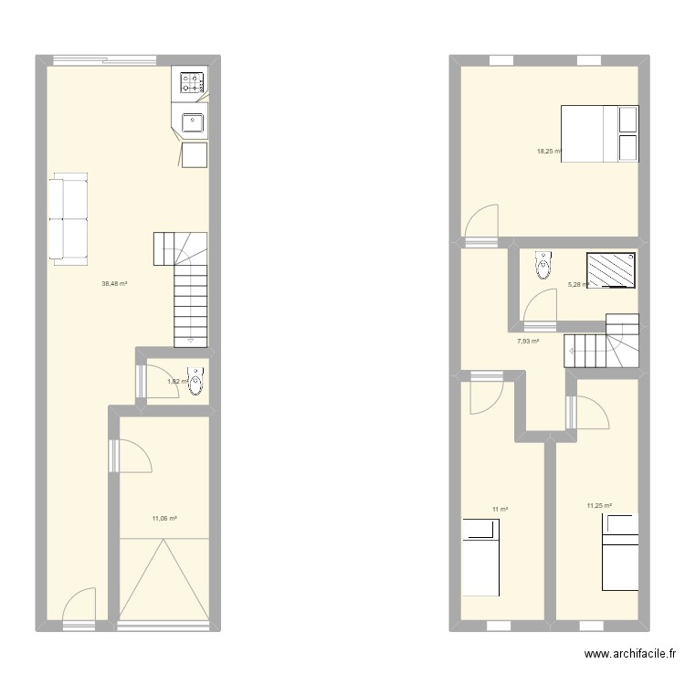 bagneux. Plan de 8 pièces et 105 m2