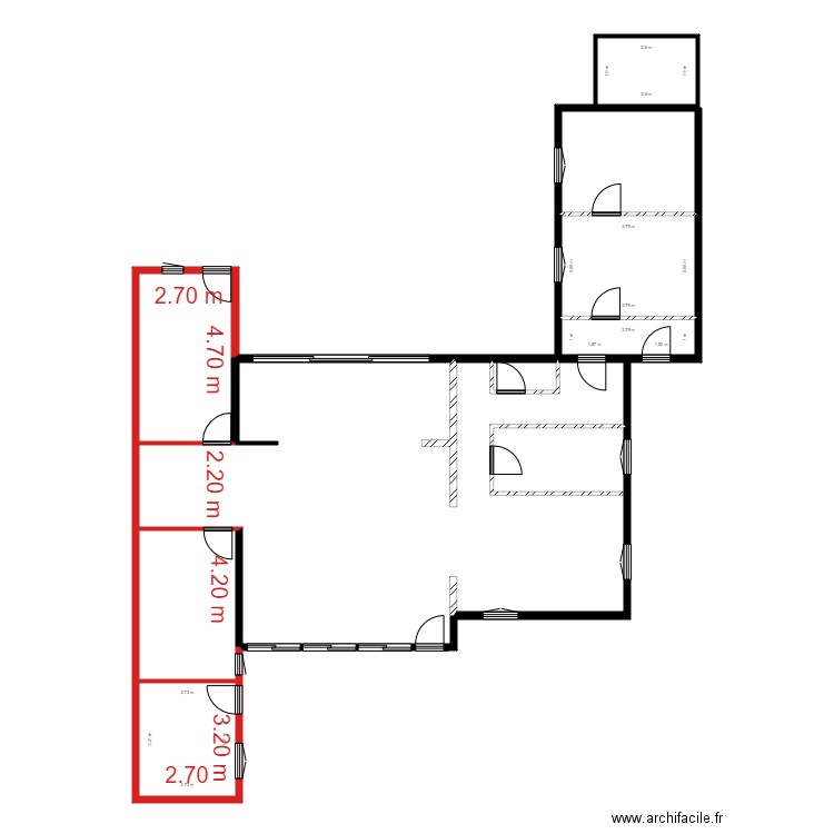 existant projet . Plan de 8 pièces et 139 m2