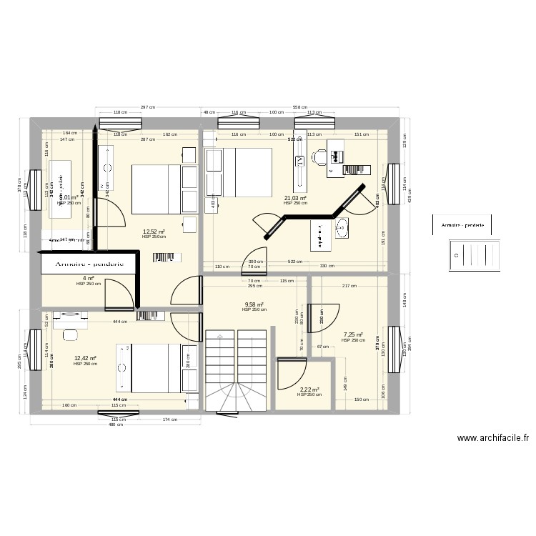 plan etage maison projet 3. Plan de 8 pièces et 74 m2