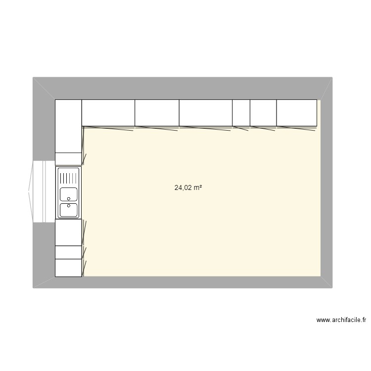 plan cuisine djerba. Plan de 1 pièce et 24 m2