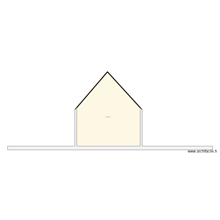 Vue Nord. Plan de 1 pièce et 64 m2