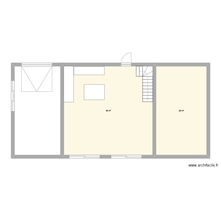 Maison Janas. Plan de 2 pièces et 77 m2