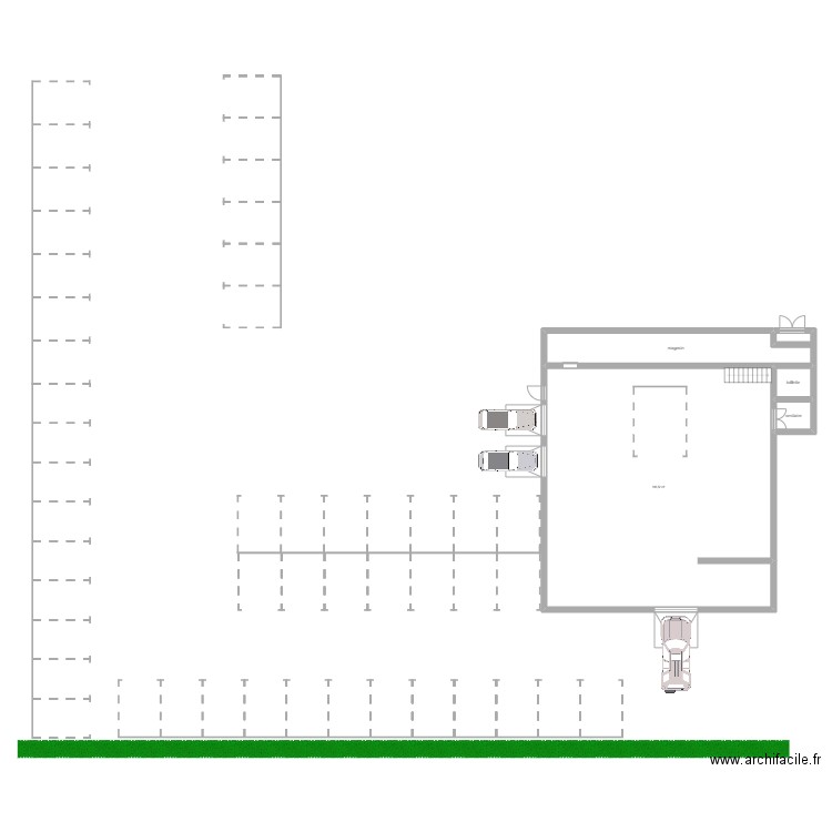 garage. Plan de 4 pièces et 196 m2