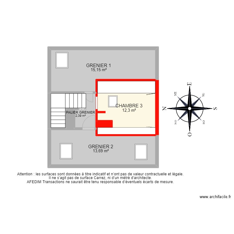 BI 23197 -. Plan de 41 pièces et 222 m2