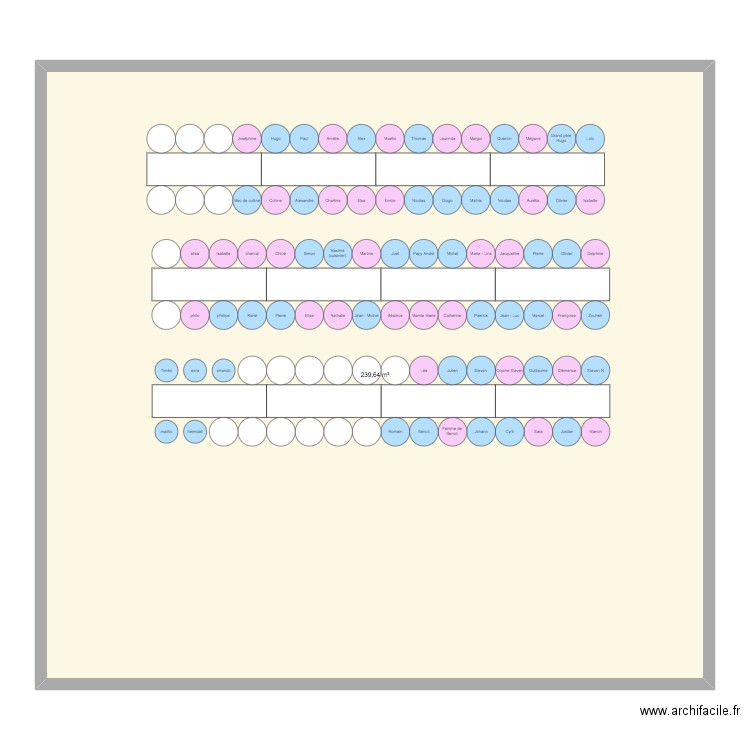 Plan de table 2. Plan de 1 pièce et 240 m2