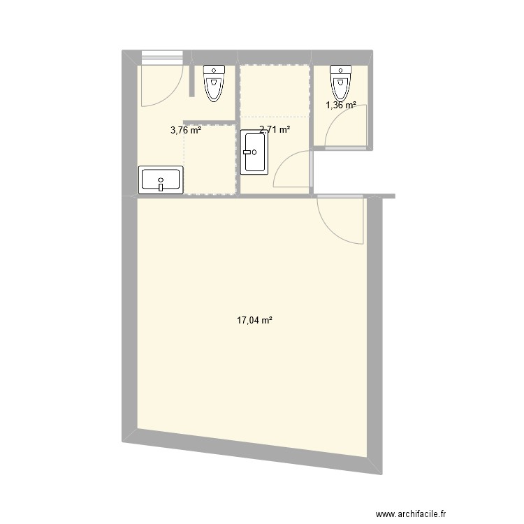 SDB ROUFFIGNAC. Plan de 4 pièces et 25 m2