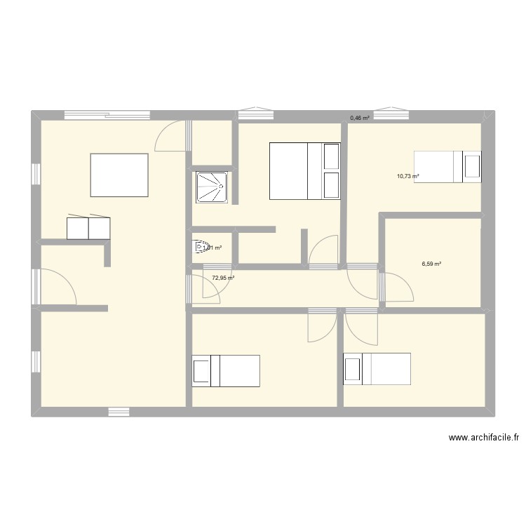 PLAN1. Plan de 5 pièces et 92 m2