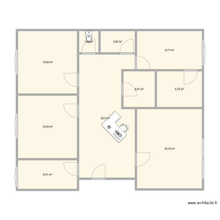 Maison cabinet. Plan de 10 pièces et 95 m2