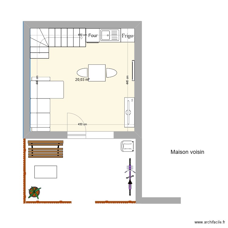 rez jemeppe . Plan de 3 pièces et 40 m2