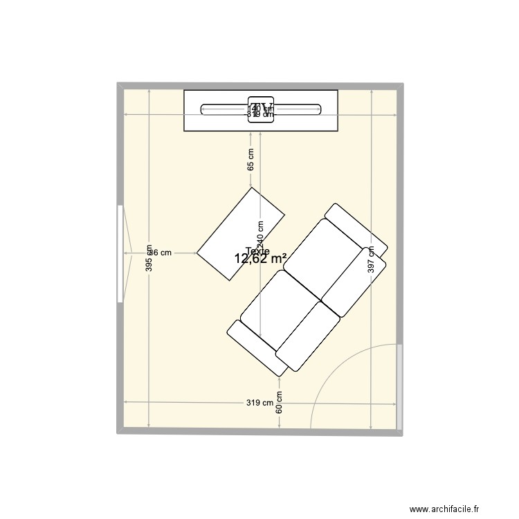 TV2. Plan de 1 pièce et 13 m2