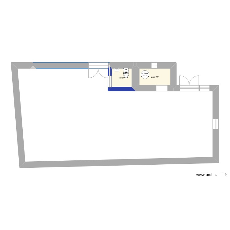 LE BAROUDEUR. Plan de 2 pièces et 5 m2