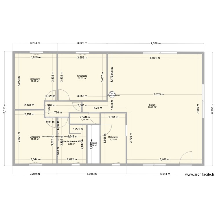 MAISON rdc 1 maconnerie. Plan de 8 pièces et 106 m2