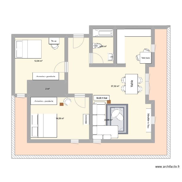 Appart. Plan de 12 pièces et 190 m2