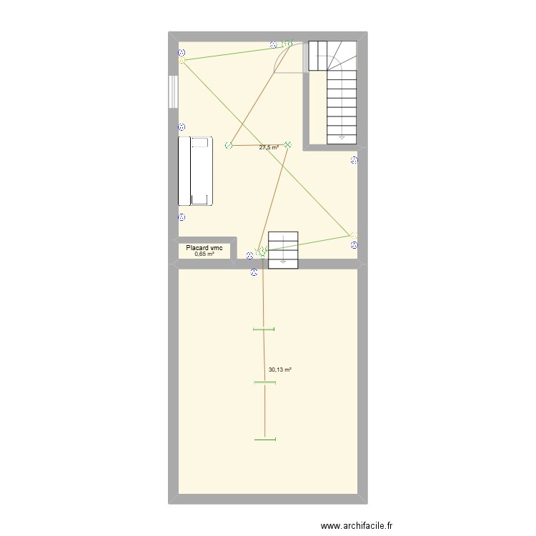 Michelon. Plan de 3 pièces et 58 m2