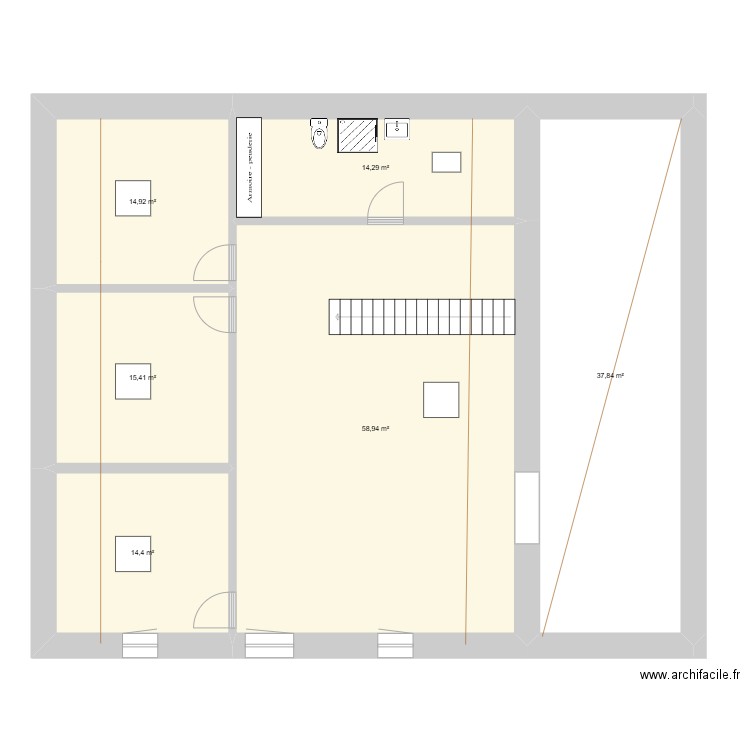 Maison Etage. Plan de 6 pièces et 156 m2